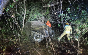 Mulher aciona bombeiros após sofrer acidente e ficar presa às ferragens em Brasileira
