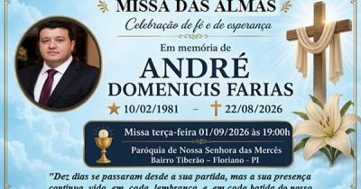 CONVITE MISSA: Sétimo dia do falecimento de André Domenices Farias