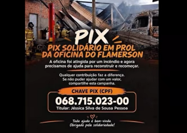 Amigos e Clientes se Mobilizam em Campanha para Reconstrução de Oficina Mecânica Incendiada em Floriano