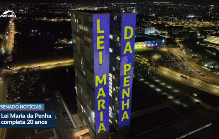 Agosto Lilás: projeção de imagens no Congresso marca os 20 anos da Lei Maria da Penha