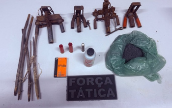 Polícia Militar apreende armas de fogo caseiras e equipamentos usados por caçadores