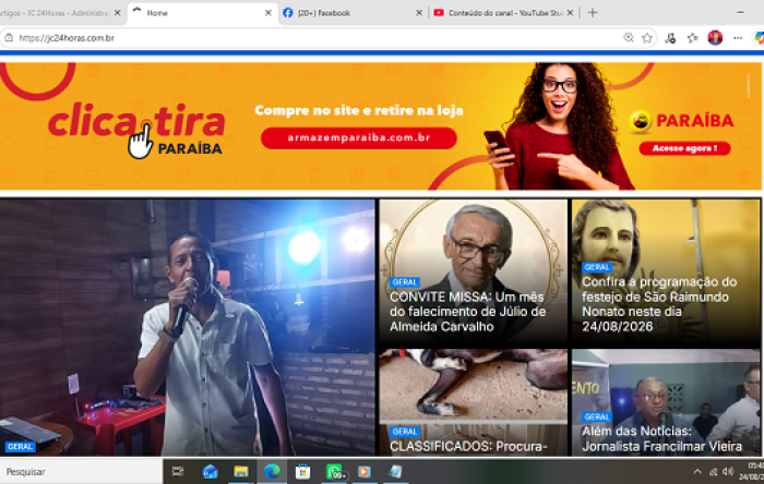 Confira os destaques do Portal jc24horas neste dia 24/08/2026